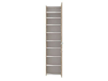 Elegant Osaka Oak Effect Tall Slim Shoe Storage Cabinet with Mirrored Door - UK Luxury Furniture